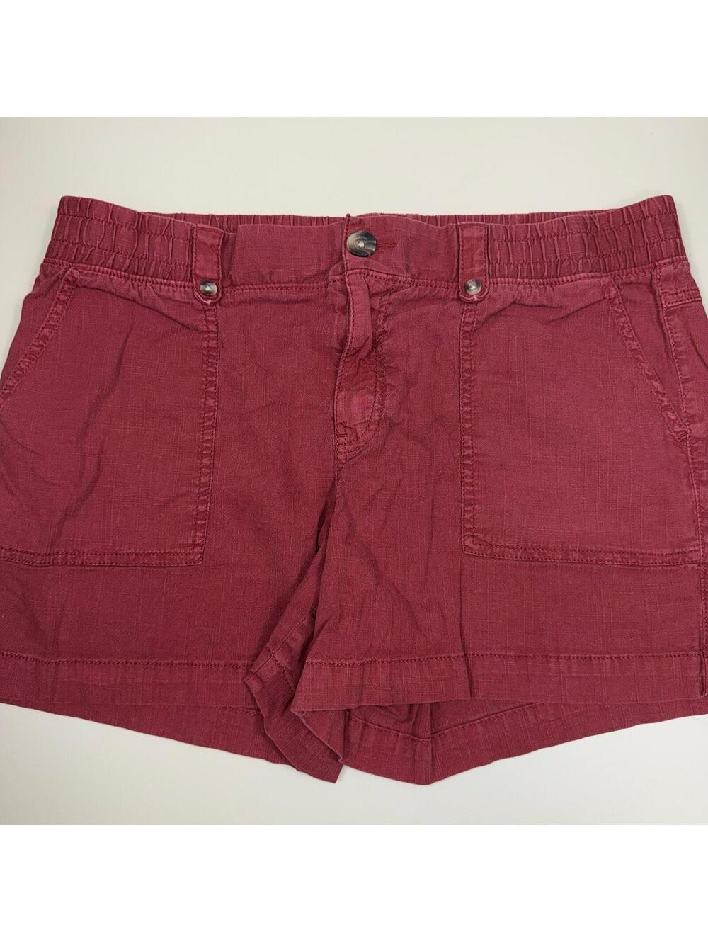 Sonoma Goods For Life Linen Blend Shorts Women’s Size 14 Red Pull-On